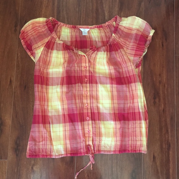 CHRISTOPHER & BANKS Plaid Peasant SHORT SLEEVE S - Picture 4 of 6